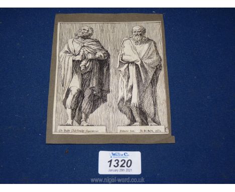 A scarce Florentine copper engraving (1660) by Gian Battista Galestruzzi (1619-1678) of two Roman statues from the series of 