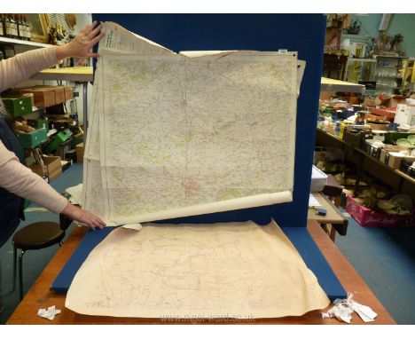 Three Ordnance Survey maps including Dounton Castle Estate, Presteigne and Hay on Wye and Leominster, (rolled in tube).