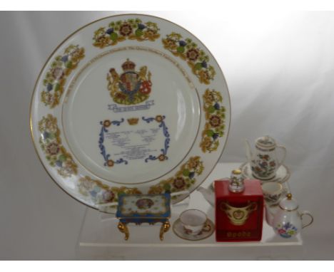 A Collection of Miscellaneous Porcelain Miniatures, including Caverswall Queen Elizabeth II commemoration cup and saucer, Spo