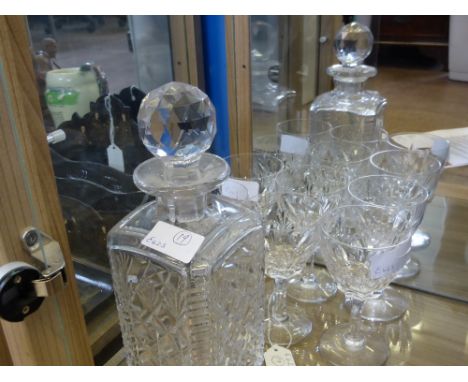 A Stewart Crystal Decanter and six liqueur glasses. (7)