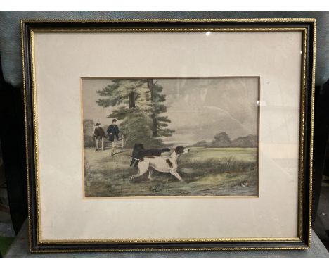 A VINTAGE WATERCOLOUR "THE HUNTING PARTY" 