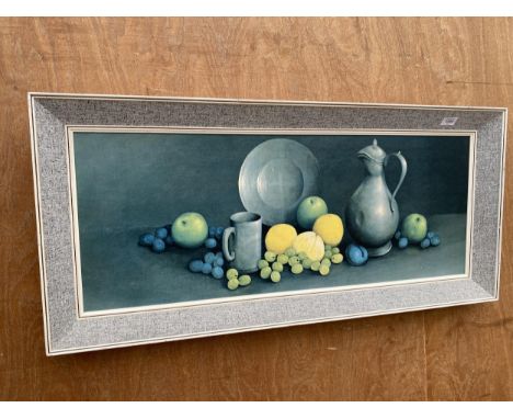 A MID CENTURY RECKIE PRINT OF STILL FRUIT 