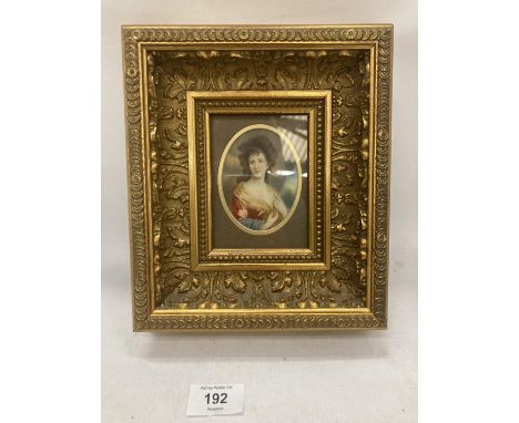 A GEORGIAN 18TH CENTURY HAND PAINTED PORTRAIT OF A LADY, SIGNED 'PLIMON' AND DATED TO THE REVERSE, IN LATER GILT FRAME, 23 X 