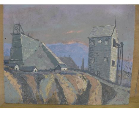 A CROSBY (BRITISH LATE 20TH CENTURY) 'PUMP ENGINE', OIL ON BOARD, SIGNED AND DATED 1973, PENCIL INSCRIPTION VERSO, 38.5CM X 4