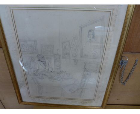 CHARLES SPENCELAYH R.B.S.A., R.M.S. (1865-1958) 'I REMEMBER MOTHER', PENCIL SKETCH, SIGNED AND DATED 2-6-44, BEARS SOTHERBYS 