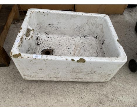 A WHITE BELFAST SINK PLANTER 