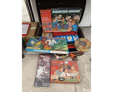 AN ASSORTMENT OF VINTAGE AND RETRO BOARD GAMES TO INCLUDE HAUNTED HOUSE AND EXPLORATION ETC 