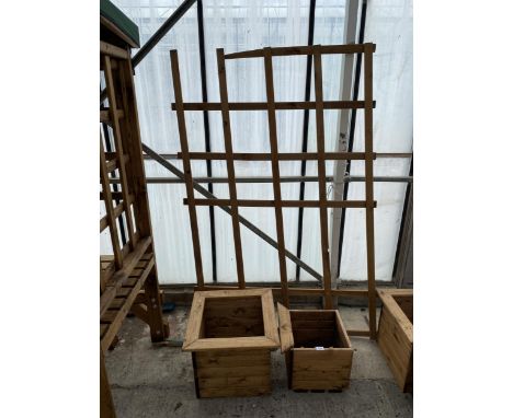 TWO CHARLES TAYLOR EX DISPLAY PLANTERS AND A PIECE OF TRELIS *PLEASE NOT VAT TO BE CHARGED ON THIS ITEM* 
