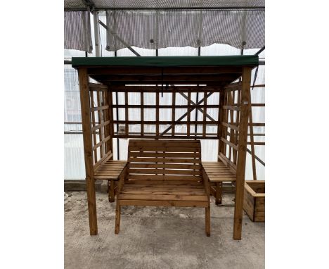 AN AS NEW EX DISPLAY CHARLES TAYLOR TWO SEATER GARDEN ARBOUR BENCH *PLEASE NOTE VAT TO BE CHARGED ON THIS ITEM* 