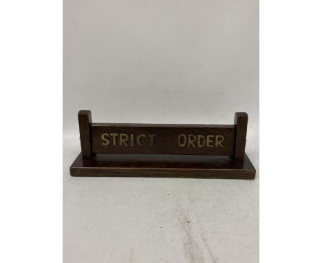 A VINTAGE OAK LIBERTY HALL STRICT ORDER MASONIC SIGN 