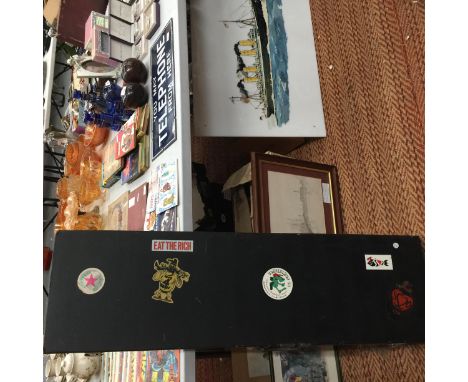 A VINTAGE HARD GUITAR CASE WITH STICKERS 