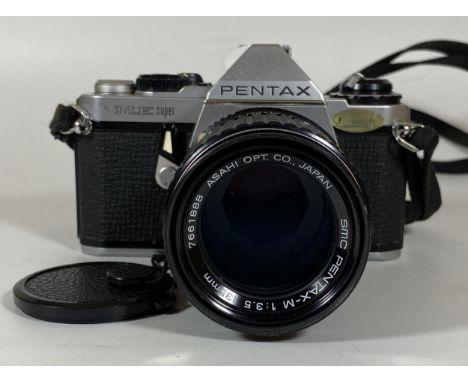 A VINTAGE PENTAX ME SUPER FITTED WITH PENTAX ASAHI 135MM LENS 