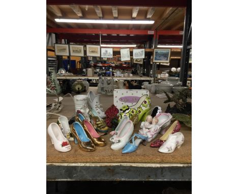 A GROUP OF CERAMIC SHOES ETC 