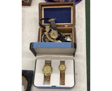 A QUANTITY OF WRISTWATCHES TO INCLUDE A BOXED LADIES AND GENTS GENEVA, VINTAGE ROTARY, SEKONDA, TIMEX, ETC 