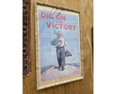 A FRAMED 'DIG ON FOR VICTORY' PRINT 