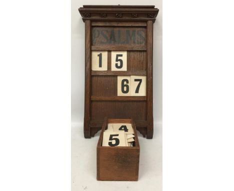 A VINTAGE OAK PSALMS NUMBER RACK 