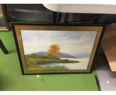 A FRAMED G.COPELAND PRINT OF A LAKE SCENE 