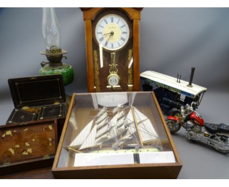 MIXED VINTAGE &amp; LATER COLLECTABLES to include a Victorian rosewood tea caddy with mother of pearl inlay, vintage oil lamp
