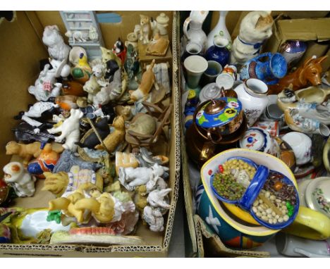 MIXED COMPOSITION ANIMAL and other trinket type collectables, in two boxes