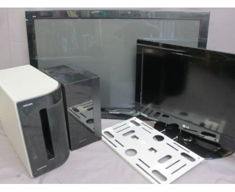 MODERN VISUAL ENTERTAINMENT GOODS, four items including a Panasonic flatscreen TV, a smaller LG example, a Phillips AV Subwoo