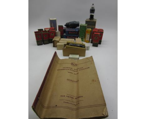 A collection of vintage audio valves including Mullard, Tuncsram, RCA, U S Army, Brivaron etc. (all untested) along with an R