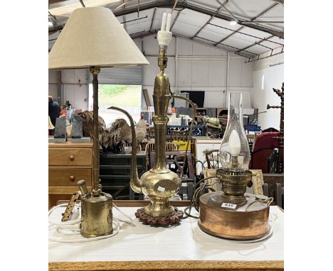Three vintage lamps, eastern and steam punk style