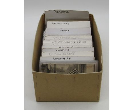 A collection of  vintage English postcards mostly in individual sleeves covering counties Lancashire, Leicestershire, Lincoln