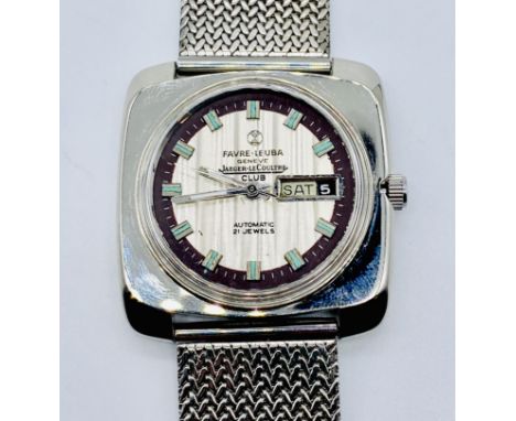 A vintage stainless steel Favre-Leuba Jaeger LeCoultre "Club" wristwatch