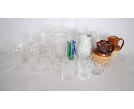 A quantity of glassware and ceramics, including two glass rummers, a signed Murano vase, harvest jugs etc.