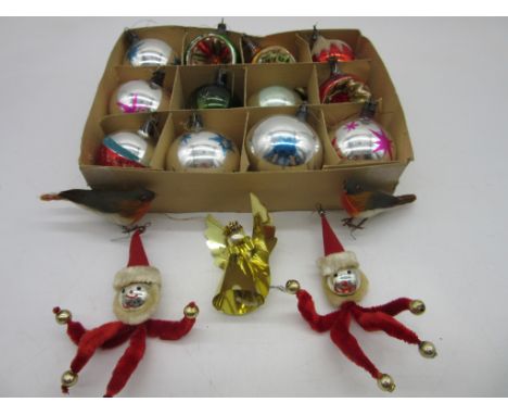 A small collection of vintage Christmas decorations