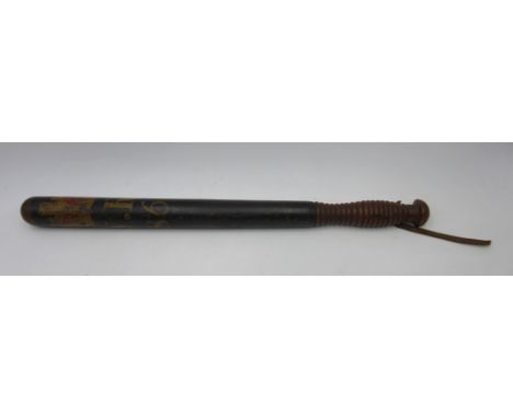 A Victorian truncheon with gilded crown, W.R and 86, length 49cm