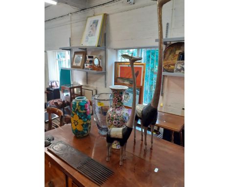 A mixed lot to include a 1970's/1980's Scandinavian vase with a light smoky grey tint, 28cm h, an Italian vase and other item