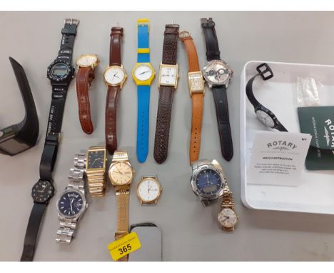 Mixed modern watches to include a gents Rotary Havana, day date wristwatchLocation: BWR 