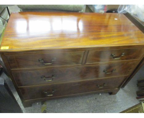 An early 20th century mahogany chest of two short and two long drawers on bracket shaped feet, 75.5cm h x 100cm wLocation: 