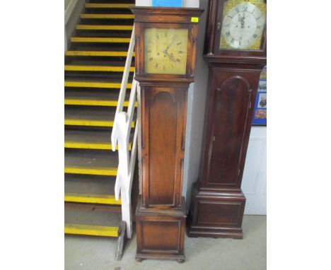 An early/mid 20th century Ingersoll 8-day oak longcase clock, the brass dial having Roman numerals and movement striking on f