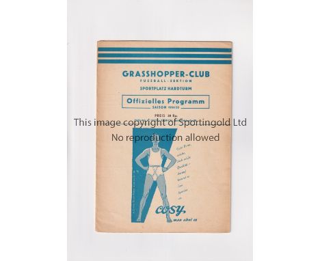ARSENAL     Gatefold programme for the away Friendly v Grasshoppers 11/5/1955.    Generally good