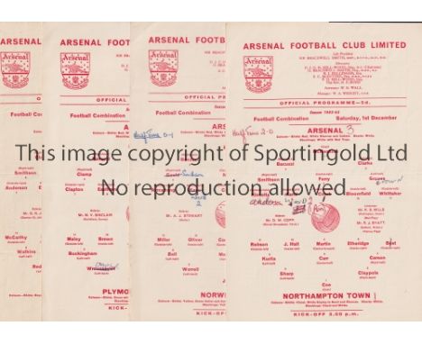 ARSENAL      Fourteen single card programmes for home Football Combination matches in the 1962/3 season v Notts. Co., Crystal