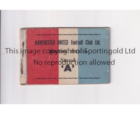 MANCHESTER UNITED     Season ticket booklet for the 1953/4 season which includes the League and Central League fixtures lists