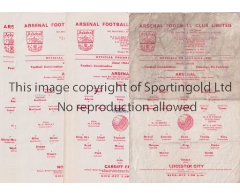 ARSENAL      Seventeen single card programmes for home Football Combination matches in the 1964/5 season v Portsmouth, crease