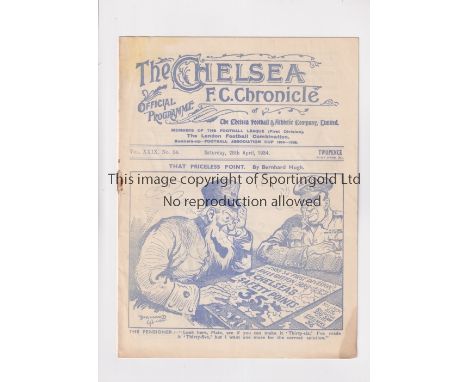 CHELSEA V ARSENAL 1934 / LEAGUE CHAMPIONSHIP DECIDER       Programme for the  League match at Chelsea 28/4/1934, creases, min