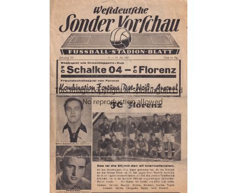 ARSENAL     Sonder Varfchau issue programme for the away Friendly v Fortuna Dusseldorf / Rot-Weiss Essen Combination 10/5/195