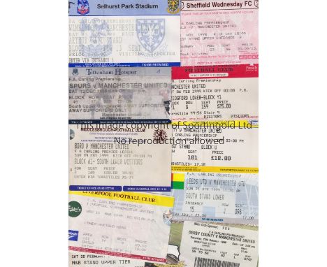 MANCHESTER UNITED        Eighteen away tickets from 1998/9 treble season for Manchester United at Arsenal, Aston Villa, Black