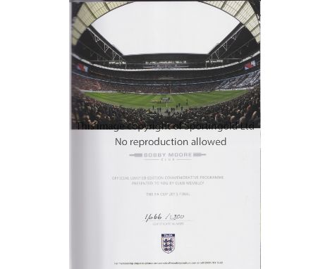 2015 FA CUP FINAL / ARSENAL V ASTON VILLA     Limited edition Bobby Moore Club hardback bound official programme No. 1,666 of