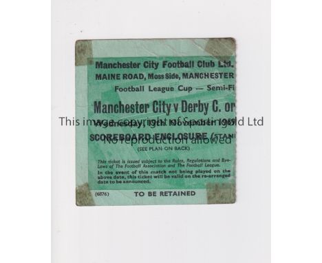 MANCHESTER UNITED       Ticket for the away League Cup Semi-Final tie v Manchester City, the ticket is dated 19/11/1969, howe