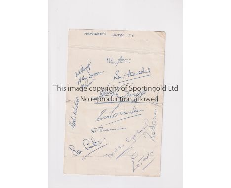 MANCHESTER UNITED AUTOGRAPHS 1957/8        Luncheon menu at the Norbreck Hydro 1/3/1958 the day of the away FA Cup tie v West