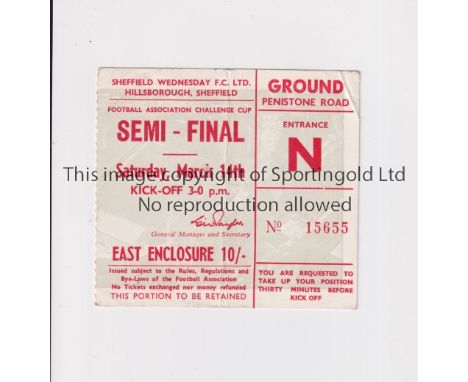 MANCHESTER UNITED / FA CUP 1964        Ticket for the away FA Cup Semi-Final v West Ham United at Sheffield Wednesday 14/3/19