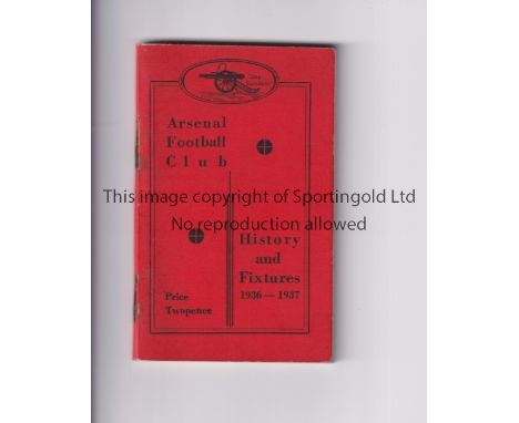 ARSENAL     Official handbook for season 1936/7, rusty staples.      Generally good