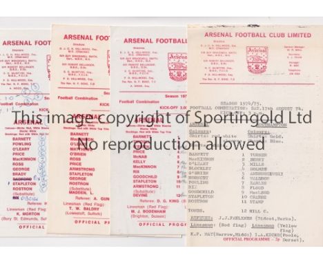 ARSENAL      Fourteen single card programmes for home Football Combination matches in the 1974/5 season v Southampton, Chelse