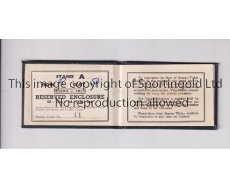 MANCHESTER UNITED     Season ticket card for the 1952/3 season which includes the League and Central League fixtures lists wi
