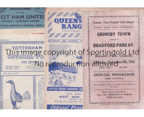BRADFORD PARK AVENUE    Five away programmes from the 1940's v Grimsby 8/9/45, slightly worn, QPR 28/8/48, tape on the back c